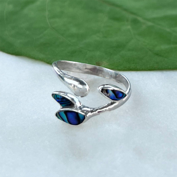 Abalone Leaf Adjustable Ring Sterling Silver, Indonesia Women's