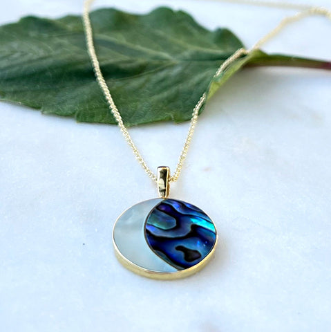 Fair trade brass abalone mother of pearl necklace