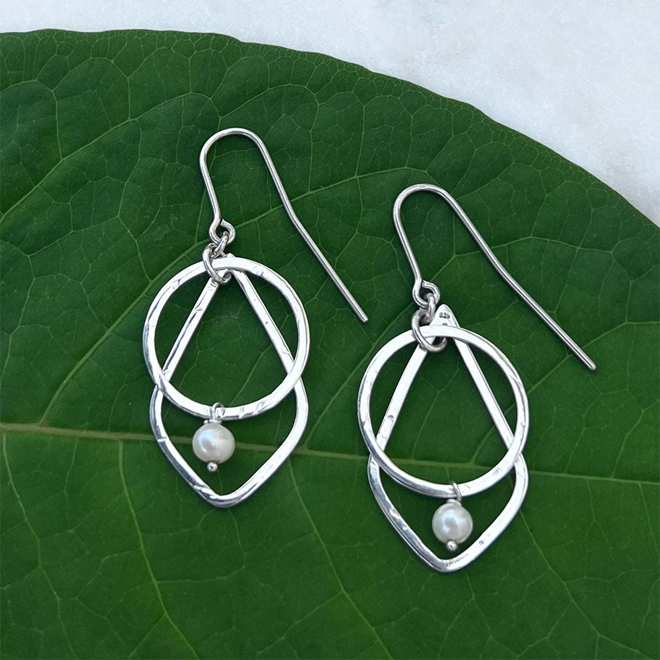 Fair trade ethically handmade sterling silver earrings pearl