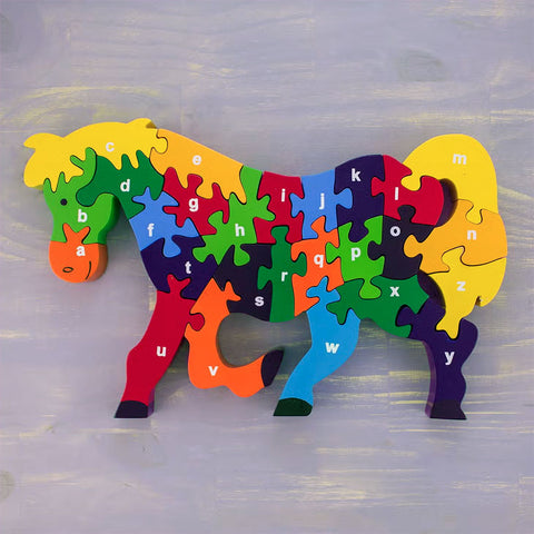 Fair trade wooden horse puzzle
