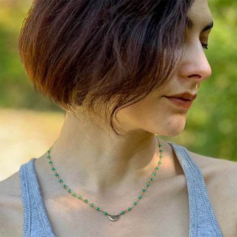 Fair trade gold turquoise bead necklace