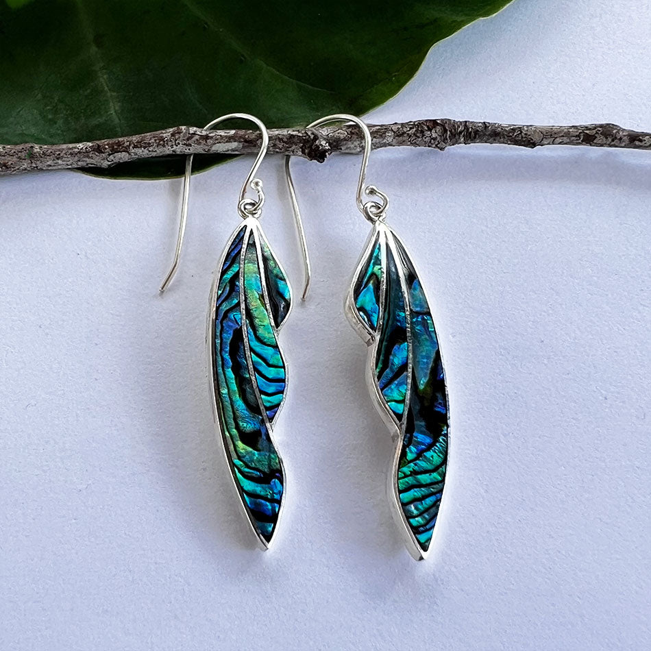 Fair trade abalone shell earrings sterling