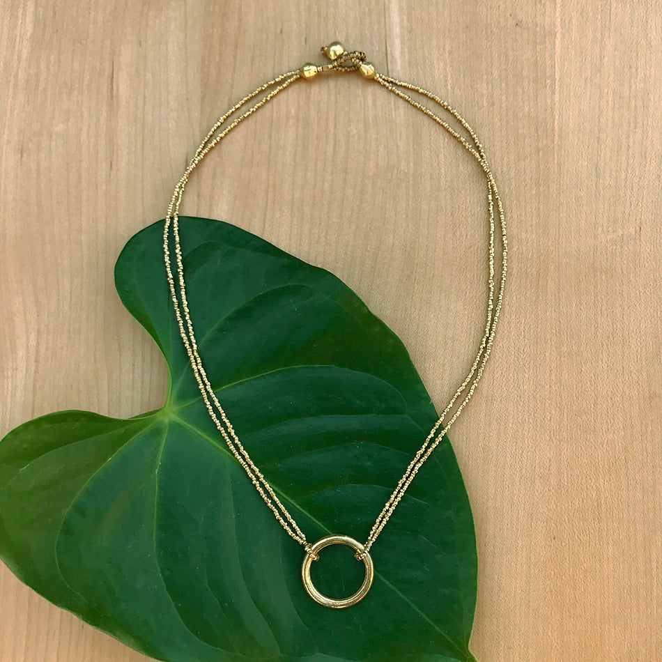 Fair trade brass minimalist necklace Ethiopia