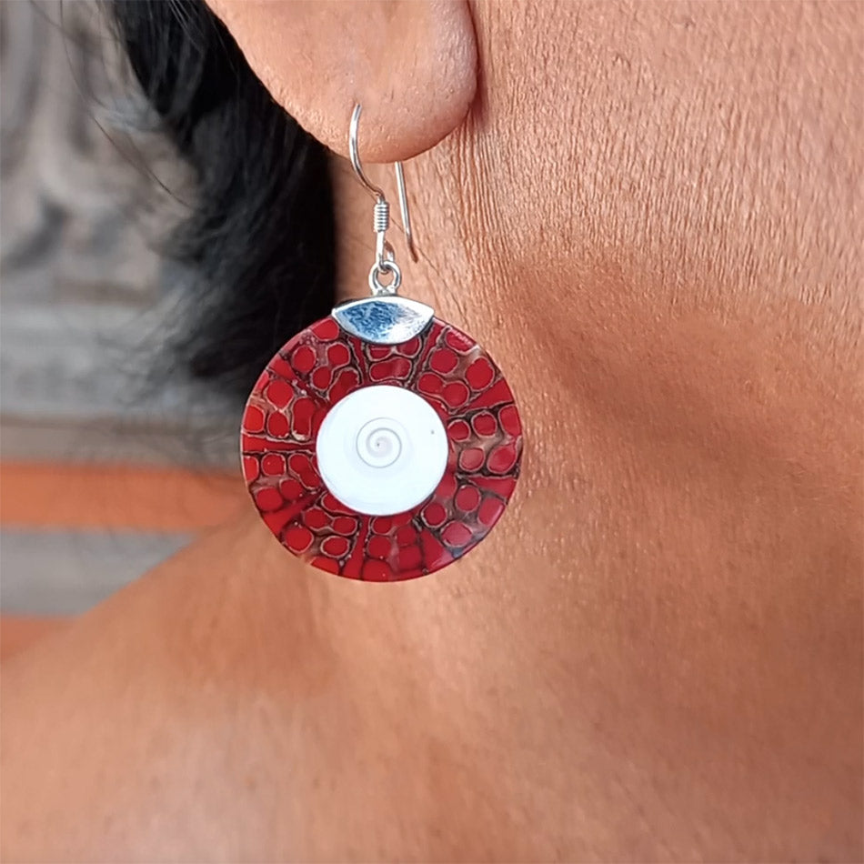 Fair trade sterling silver coral earrings handmade in Bali