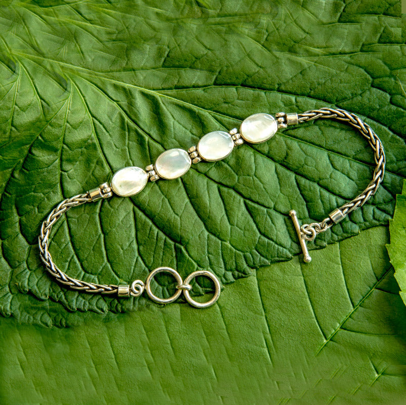 Sterling silver pearl fair trade bracelet handmade in Bali