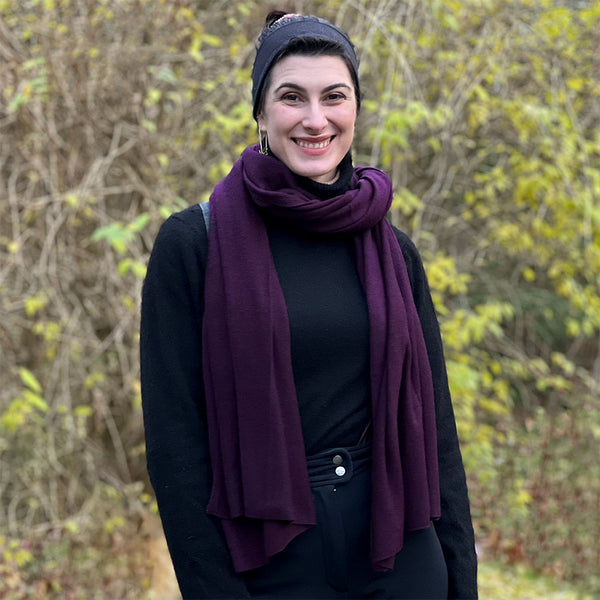 Luxurious Cashmere Wrap/Scarf Eggplant, Nepal Women's Peace Collection