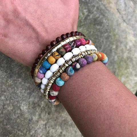 Recycled fair trade bracelet kantha beads