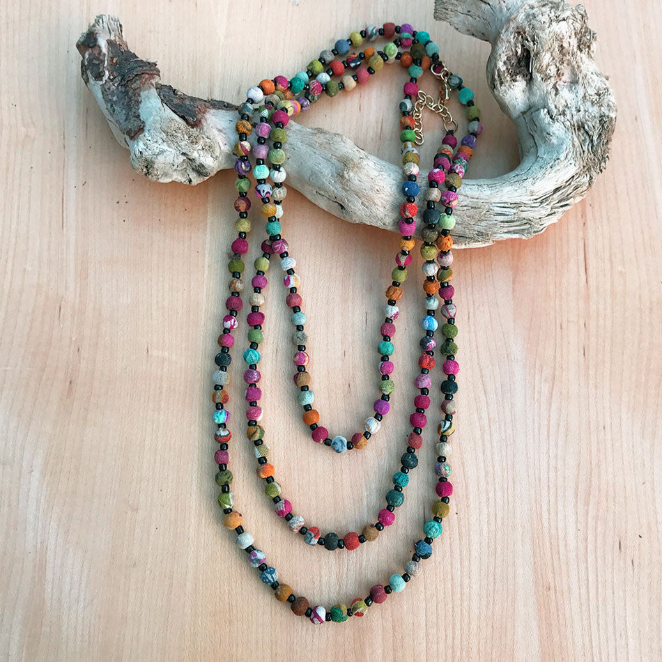 Fair trade, handmade, recycled bead necklace from India.
