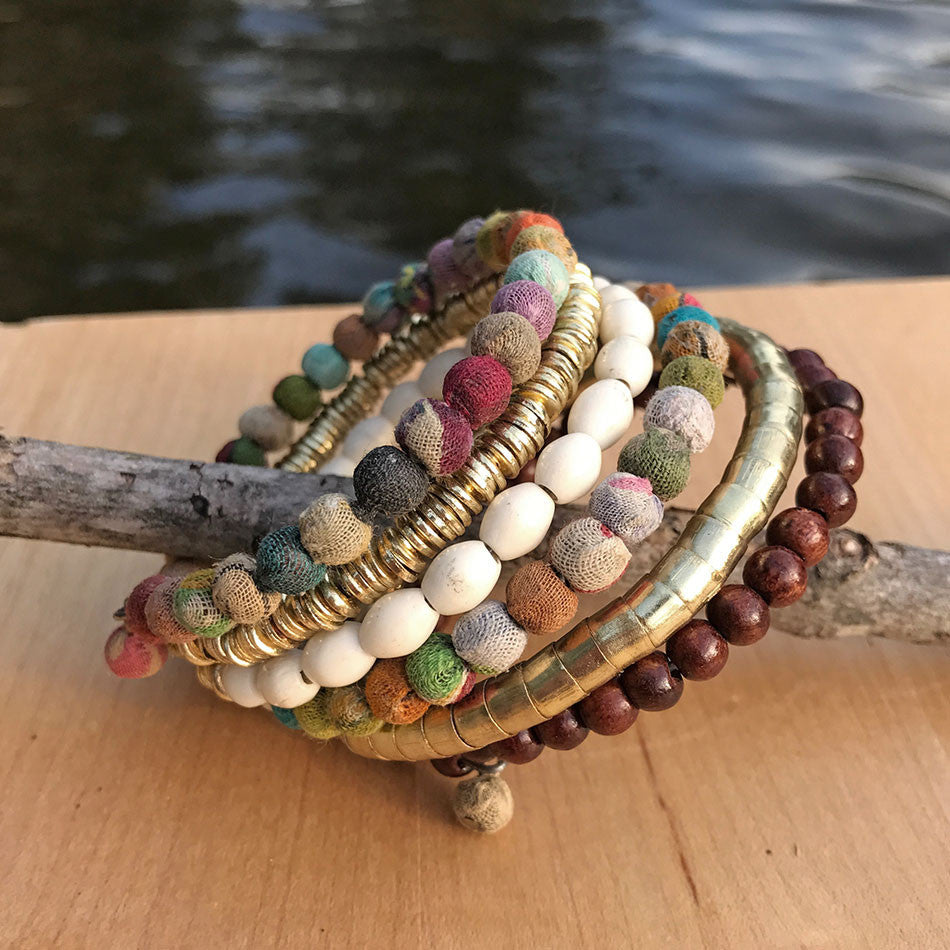 Recycled fair trade bracelet kantha beads