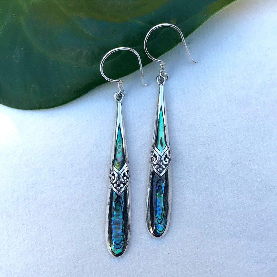 Fair trade sterling silver abalone earrings