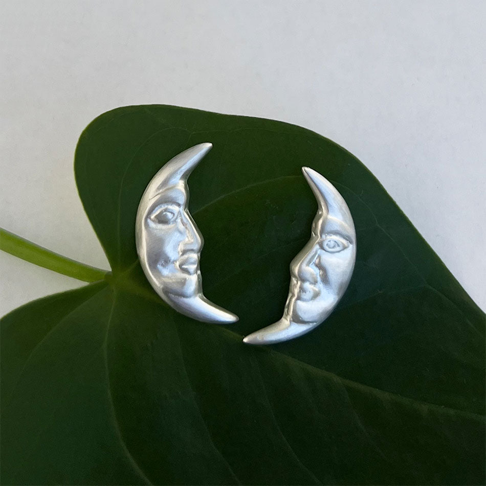 Sterling silver moon studs