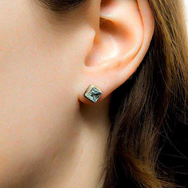 Fair trade sterling silver blue topaz studs earrings handmade in Bali