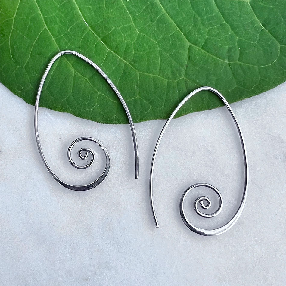 Spiral Around Earrings - Sterling Silver, Indonesia