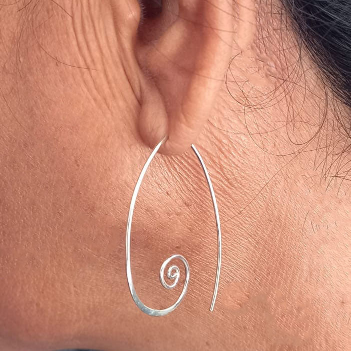 Spiral Around Earrings - Sterling Silver, Indonesia
