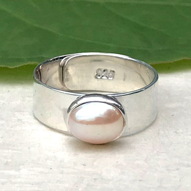 Fair trade sterling silver freshwater pearl ring