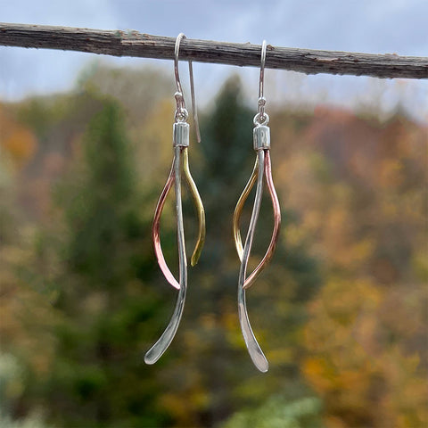 Fair trade mixed metal sterling earrings ethically handmade