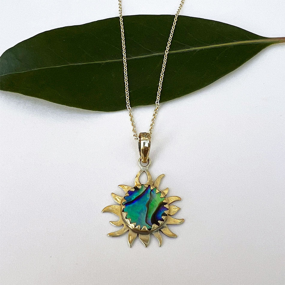 Fair trade abalone sun necklace