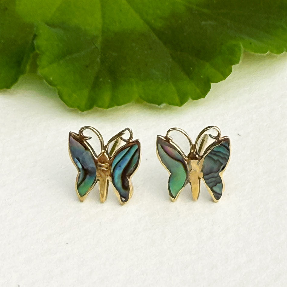 Fair trade abalone butterfly studs earrings