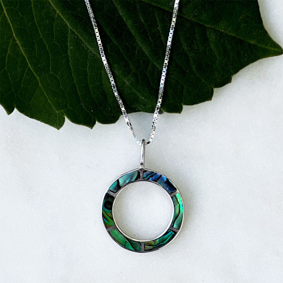 Fair trade ethically made sterling silver abalone necklace Bali