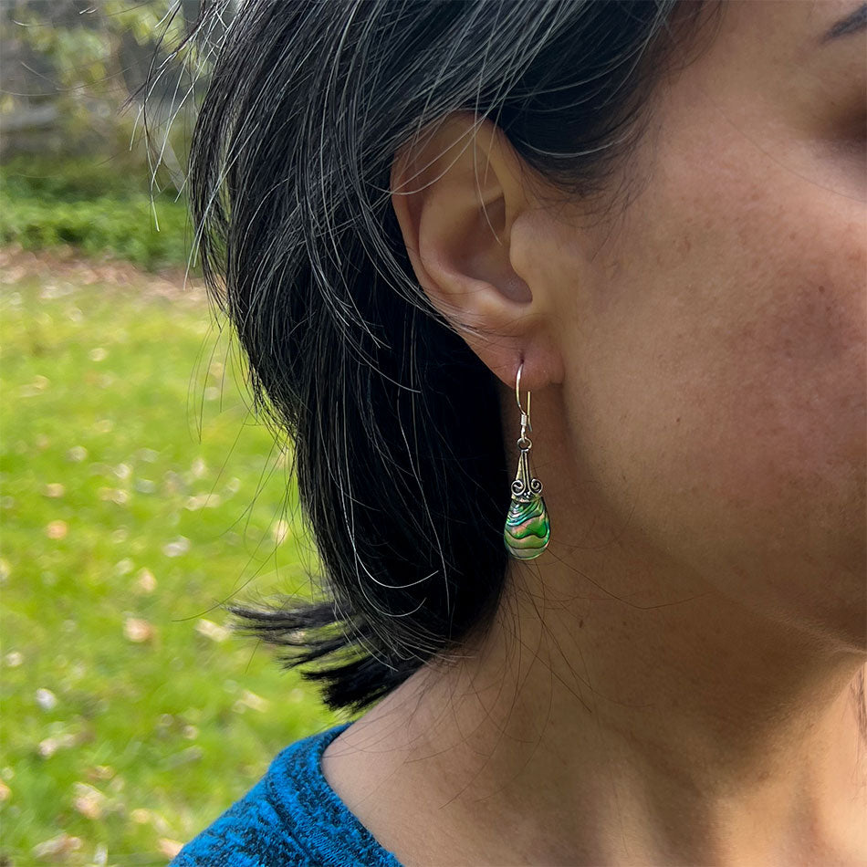 Fair trade abalone sterling earrings