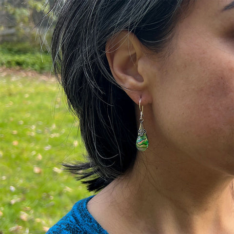 FAir trade abalone sterling teardrop earrings