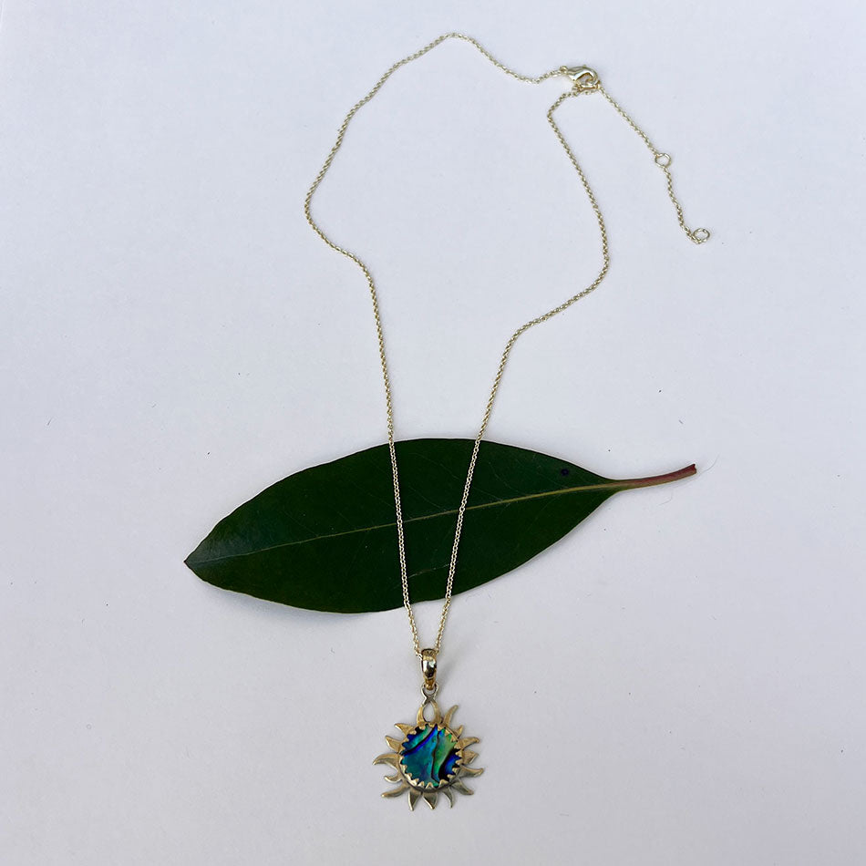 Abalone Sun Necklace - Brass, Indonesia