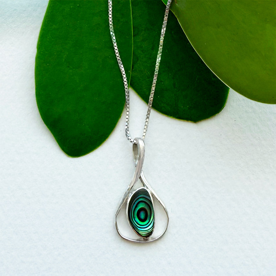 Fair trade sterling silver abalone necklace