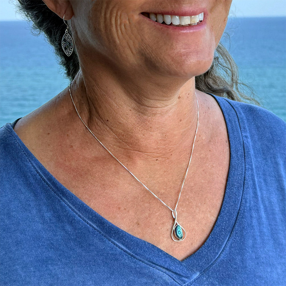 Fair trade abalone sterling silver necklace