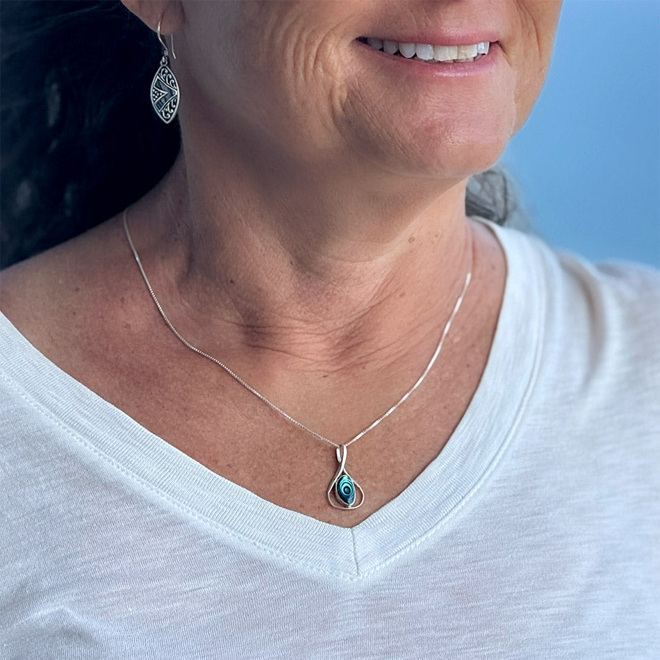 Fair trade abalone sterling silver necklace
