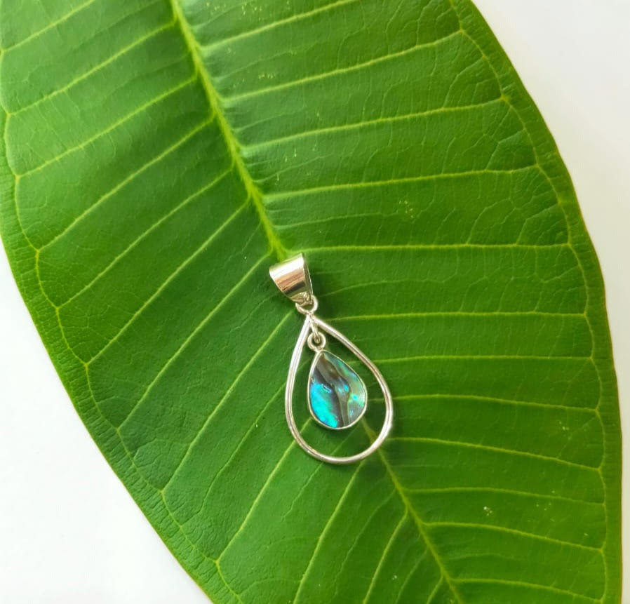 Abalone Double Teardrop Necklace - Sterling Silver, Indonesia