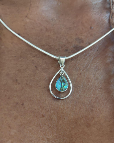 Abalone Double Teardrop Necklace - Sterling Silver, Indonesia