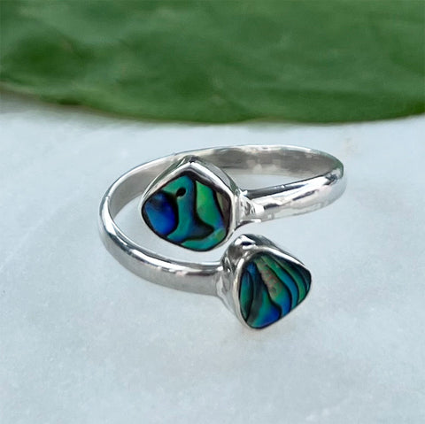 Fair trade, ethically made sterling silver abalone ring
