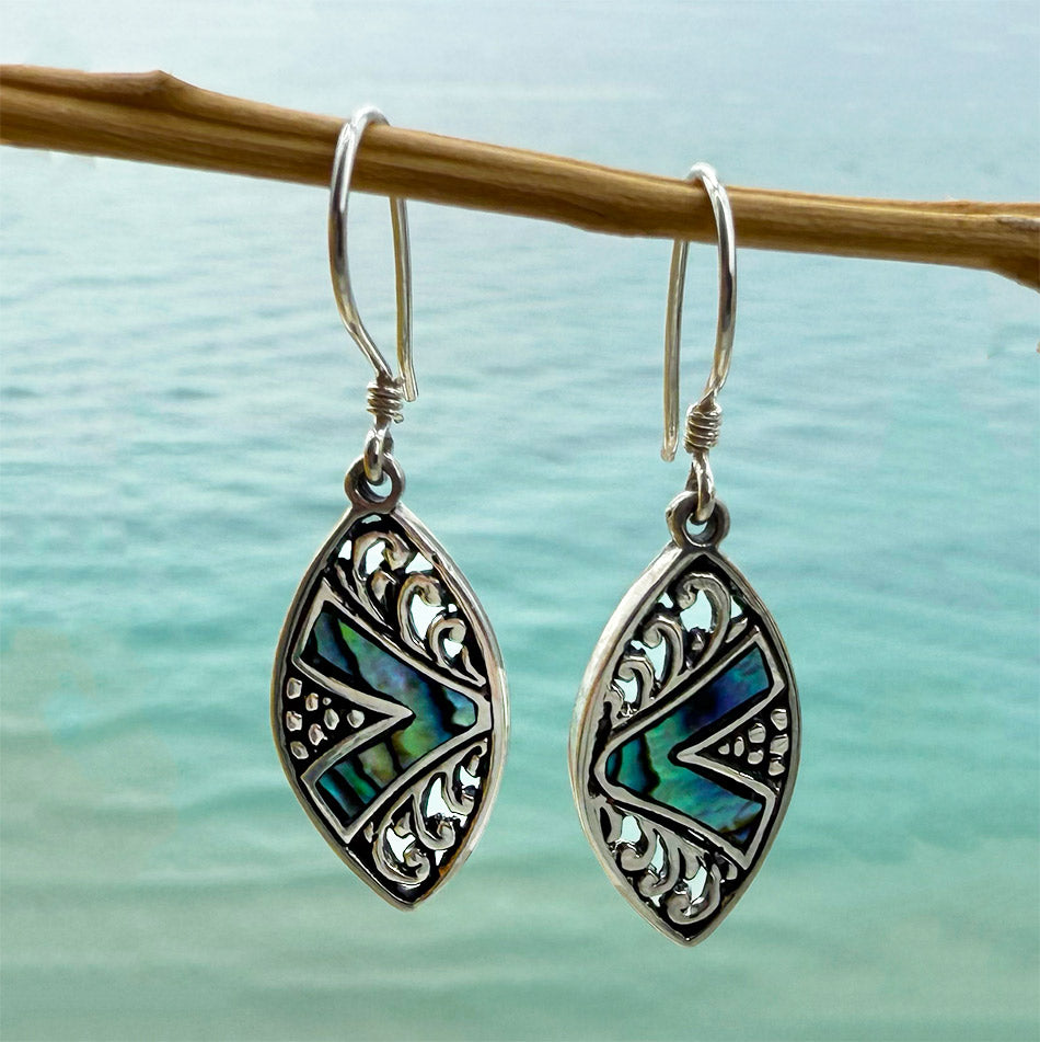 Fair trade sterling silver abalone shell earrings