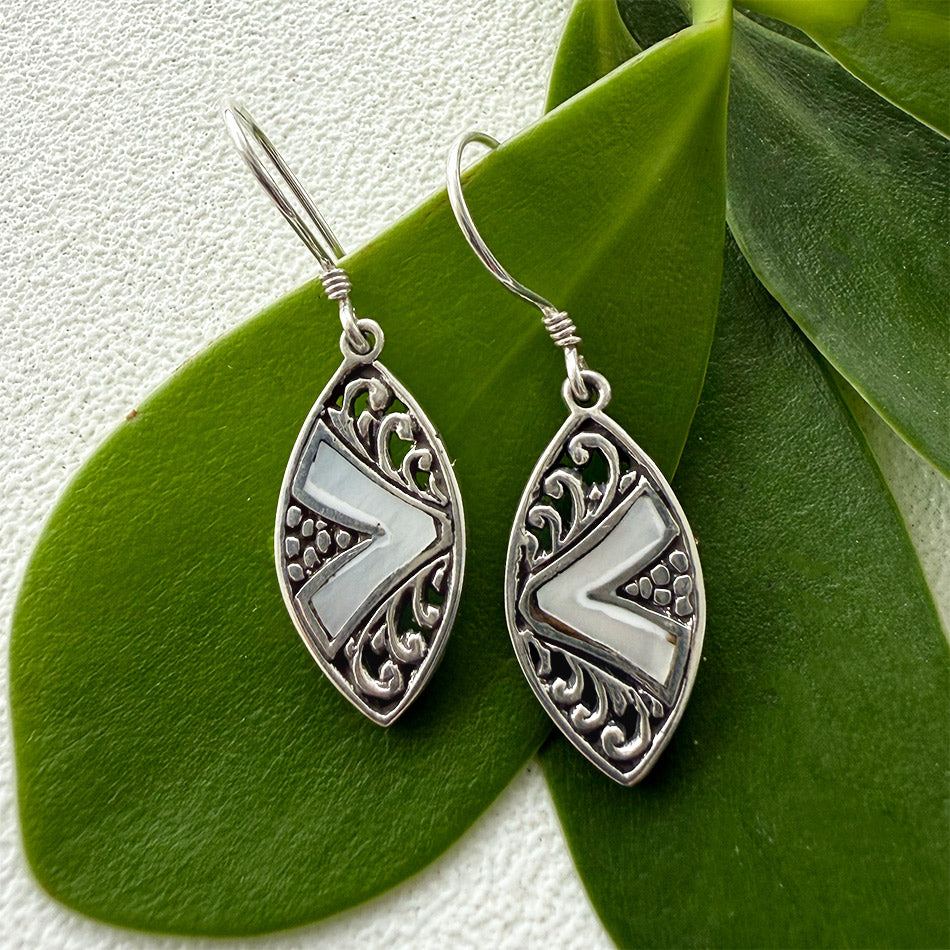 Fair trade sterling silver earrings mother of pearl