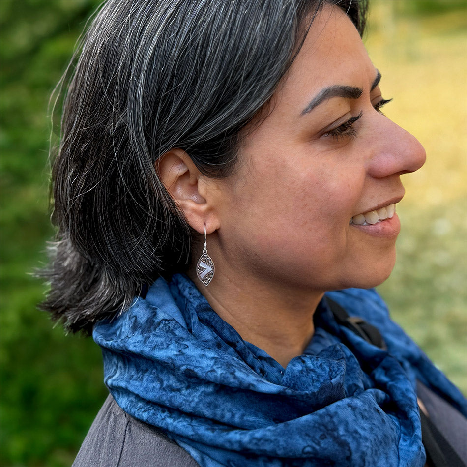 Ethically handmade sterling silver pearl earrings fair trade
