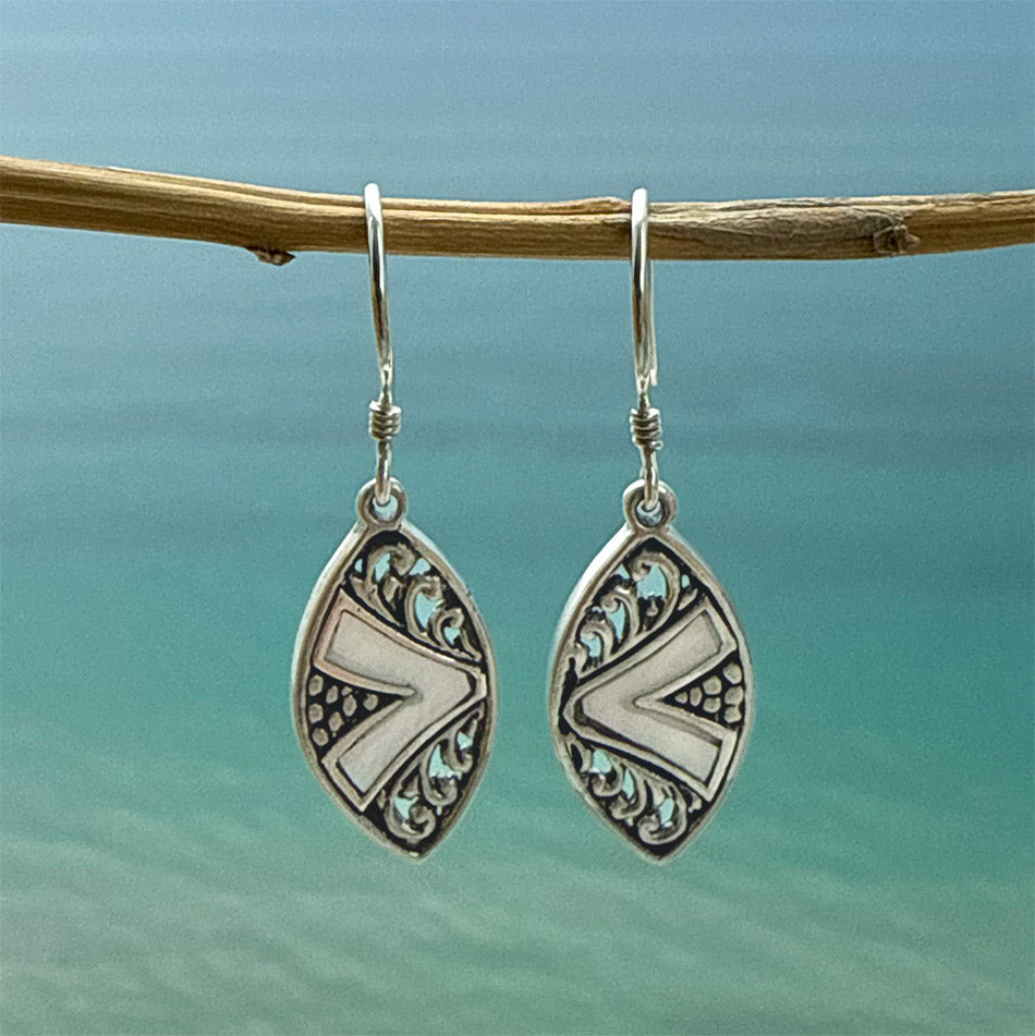 Fair trade mother of pearl sterling silver earrings.