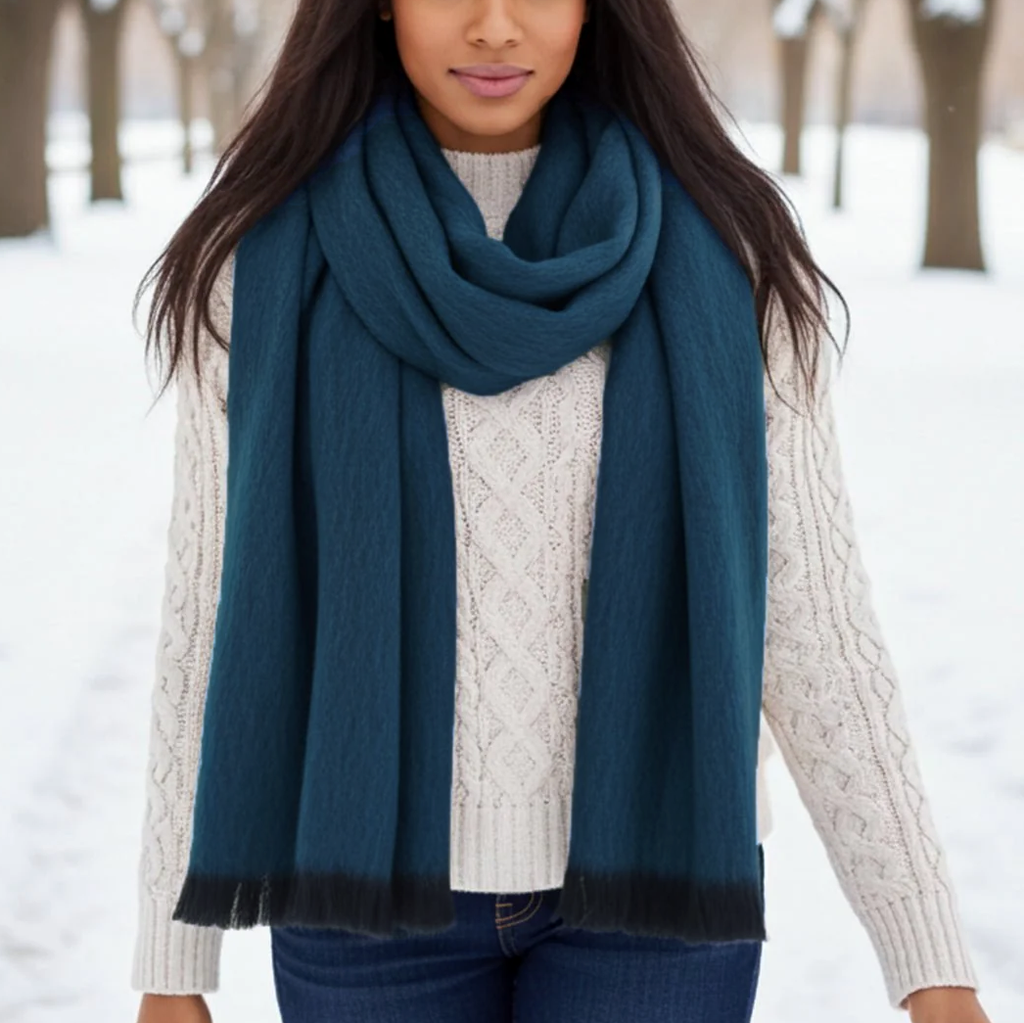 fair trade blue alpaca scarf