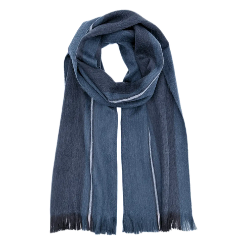 Fair trade alpaca scarf handmade in Ecuador blue