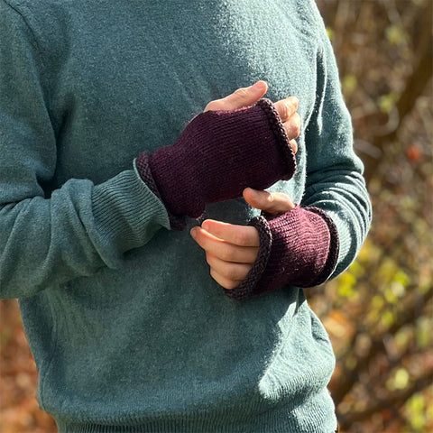 Unisex Alpaca Fingerless Gloves - Wine