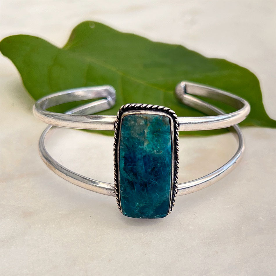 Fair trade apatite silver cuff
