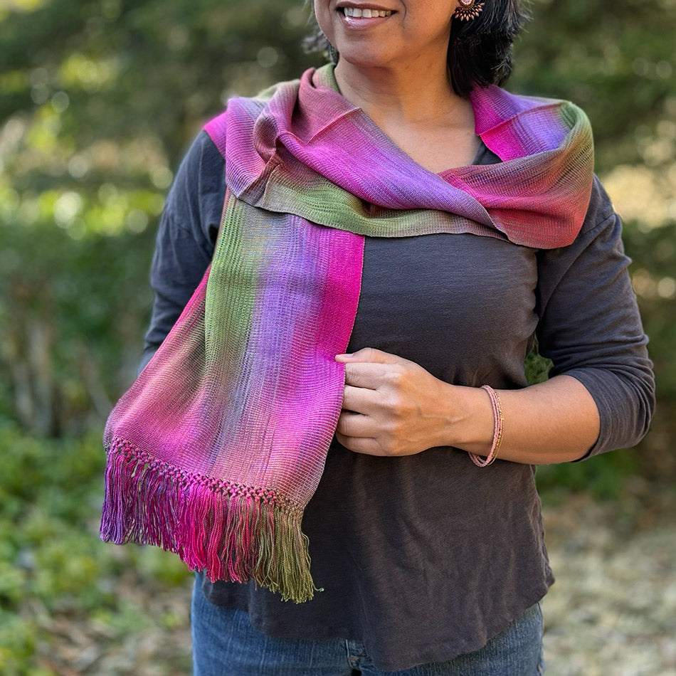 Fair trade handwoven bamboo scarf ethically handmade in Guatemala