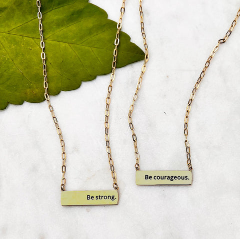 Be Courageous necklace handmade by survivors of human trafficking
