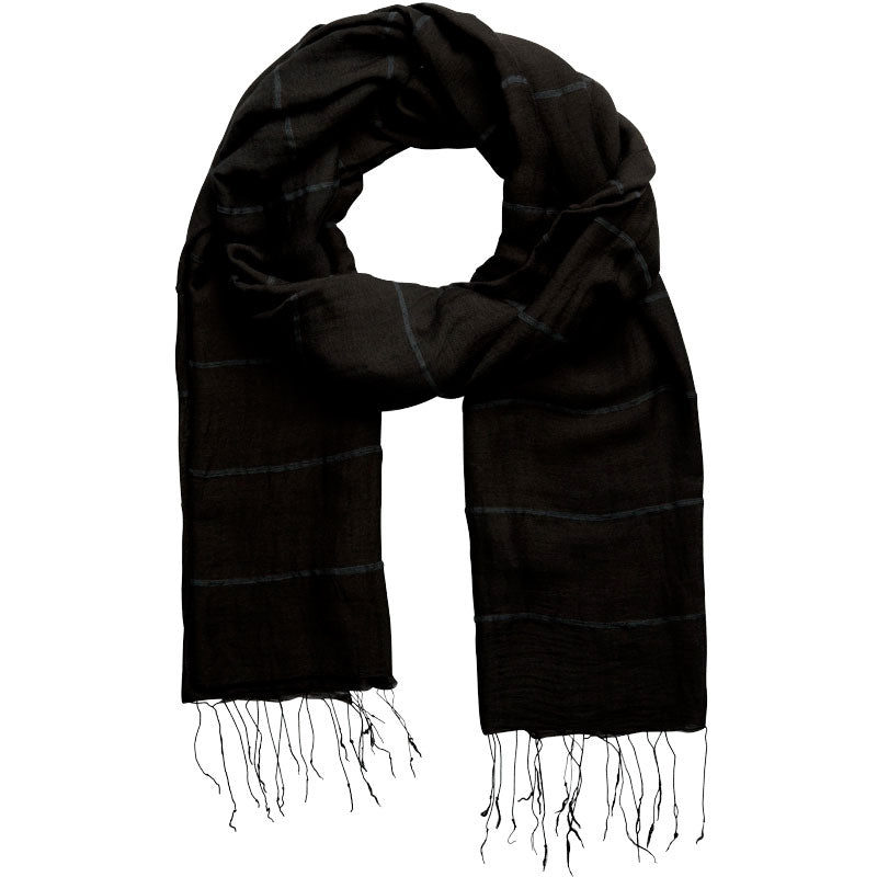 Silk and Linen Scarf/Wrap - Black, Vietnam