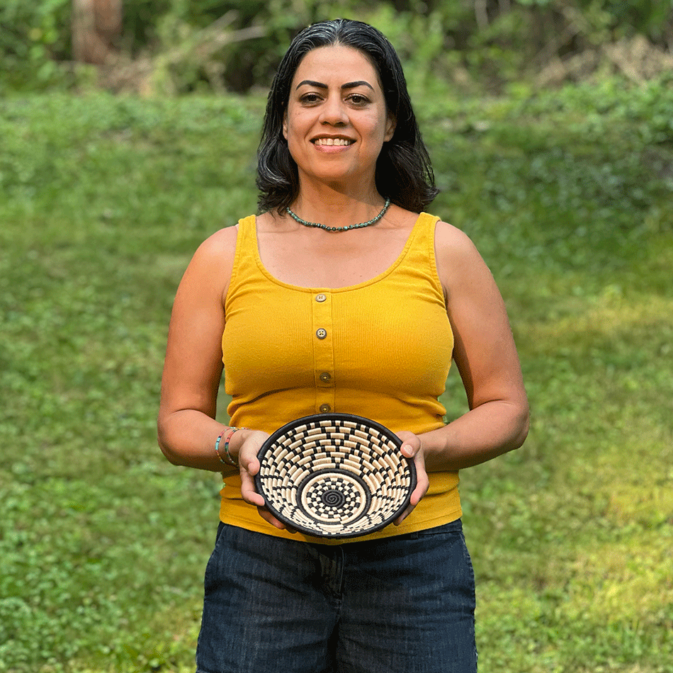 Sisal Bowl Basket - Natural/Black, Rwanda