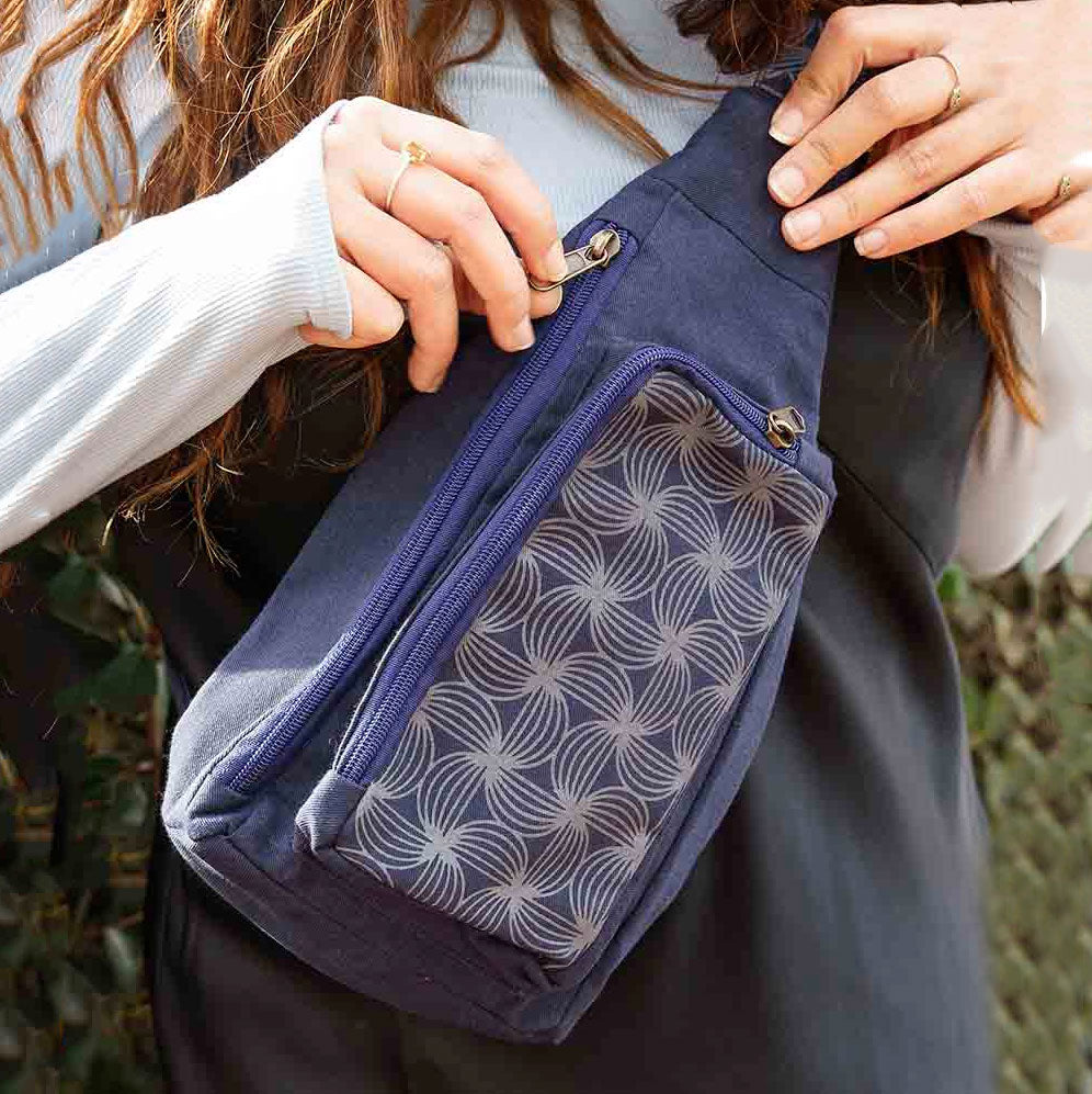 Recycled Cotton Mini Backpack Blue Cambodia