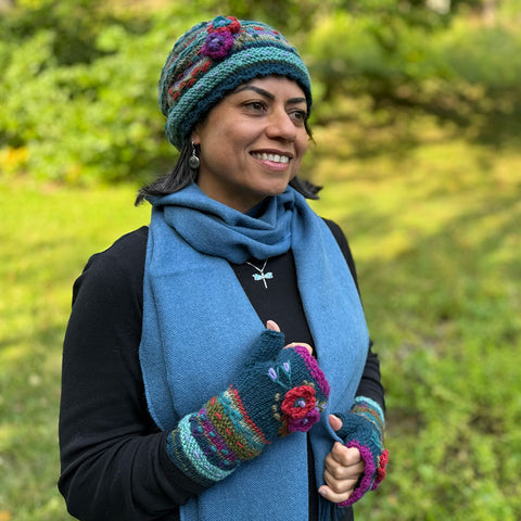 Fair trade wool handmade knit hat Nepal.