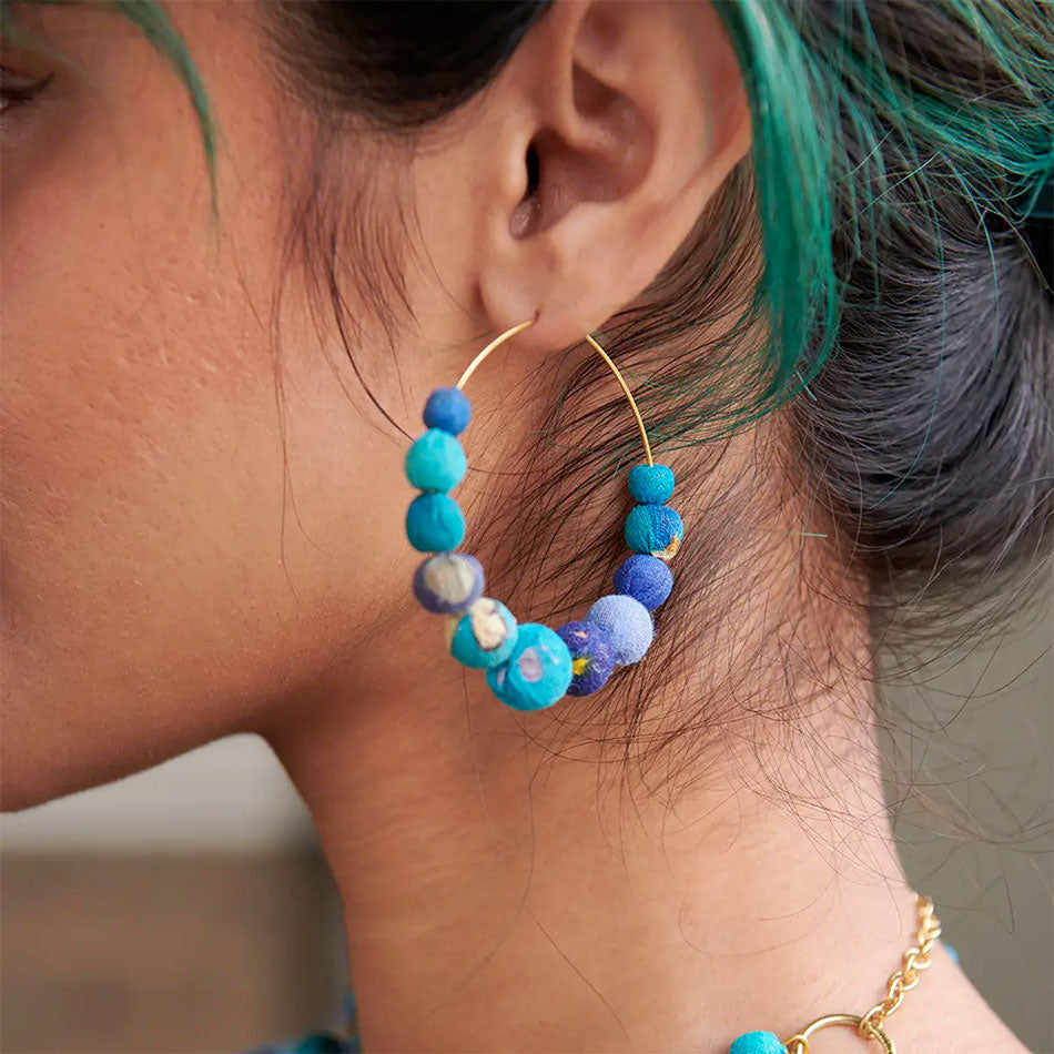 Fair trade recycled sari earrings