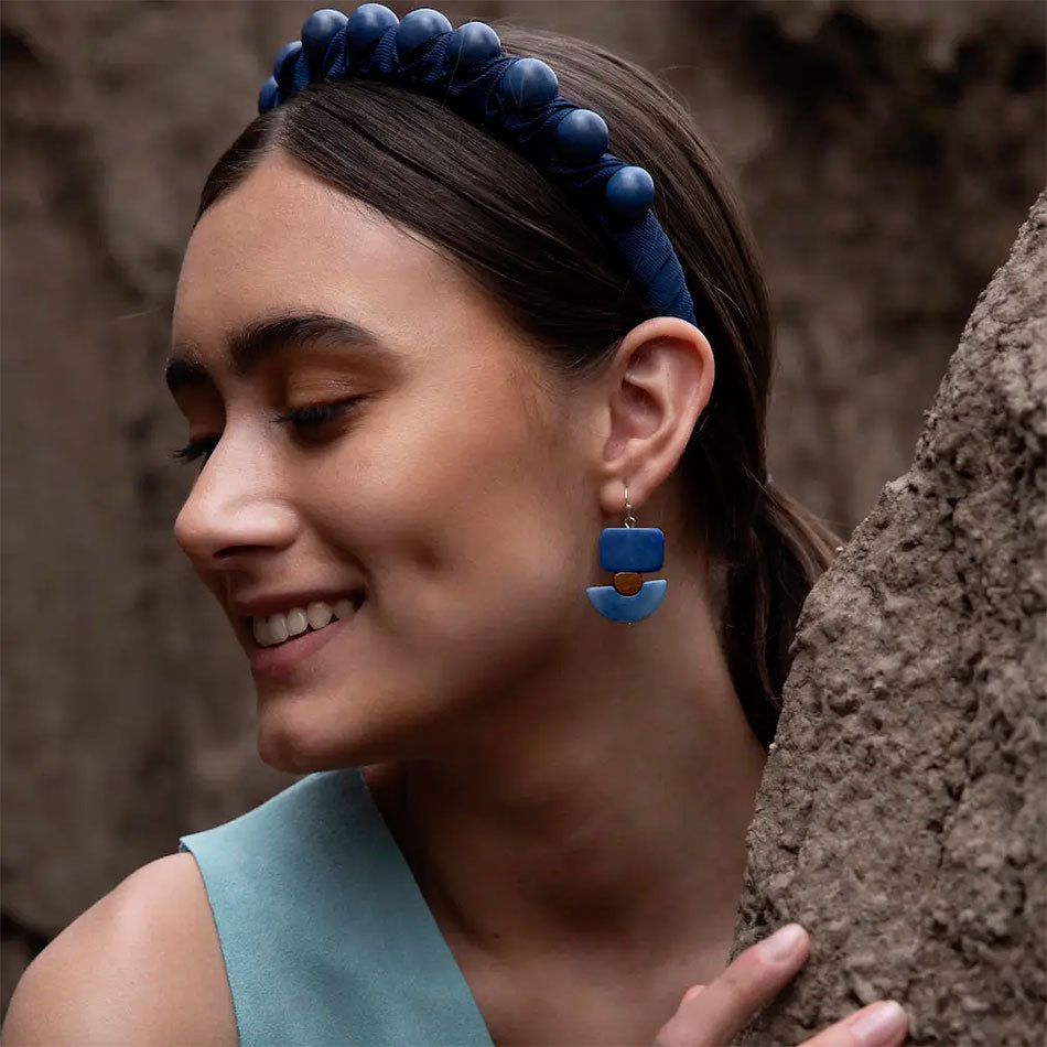 Fair trade purple tagua earrings ethically handmade in Ecuador
