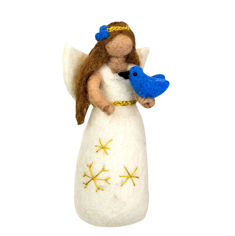 Fair trade angel ornament bluebird