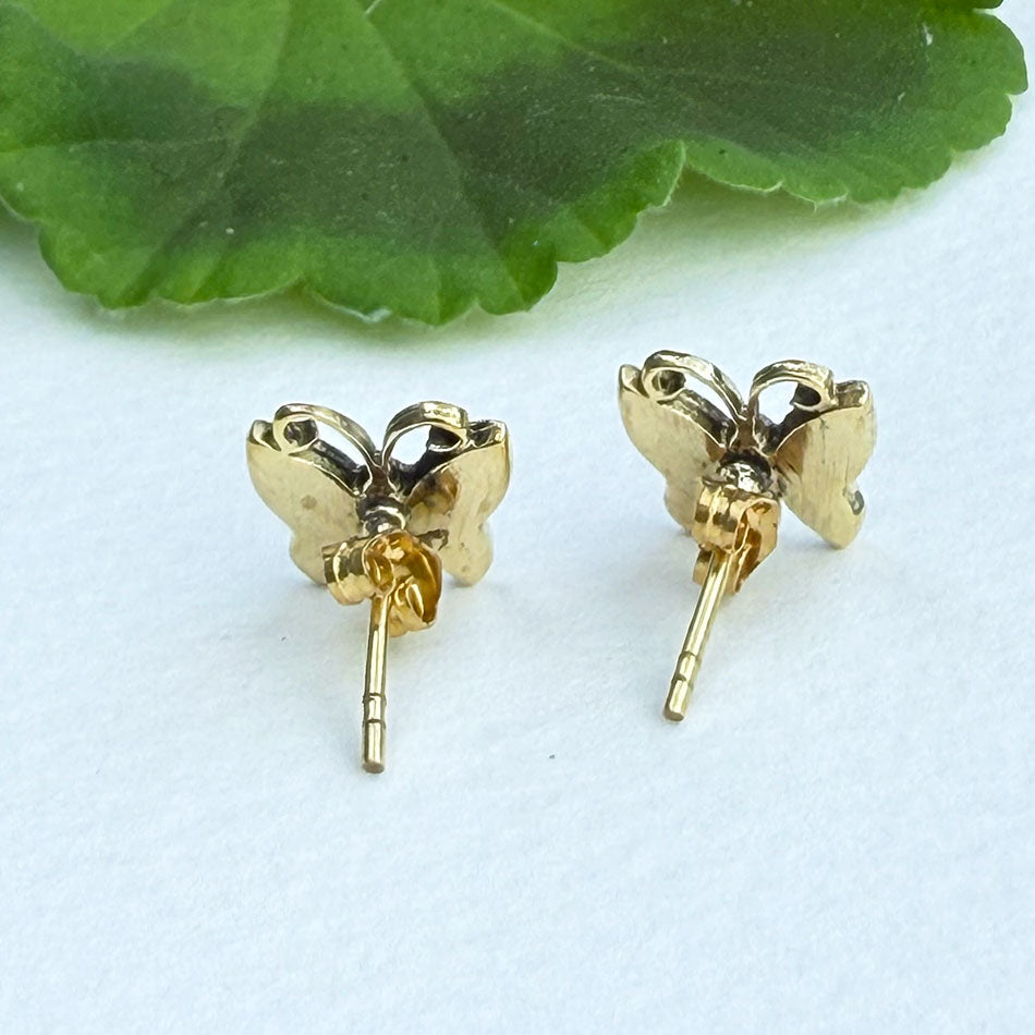 Mother-of-Pearl Butterfly Studs - Brass, Indonesia